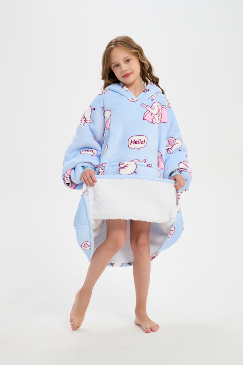 Hot Sale Super Comfortable Kids Knitt Hooded Blanket Kids Knitted Hooded Wearable Blanket From Chinese Factory