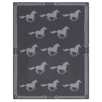 Fashion Kids Knit Blanket Wholesale Custom Knit throw Blanket with Running Horse for Boys and Girls