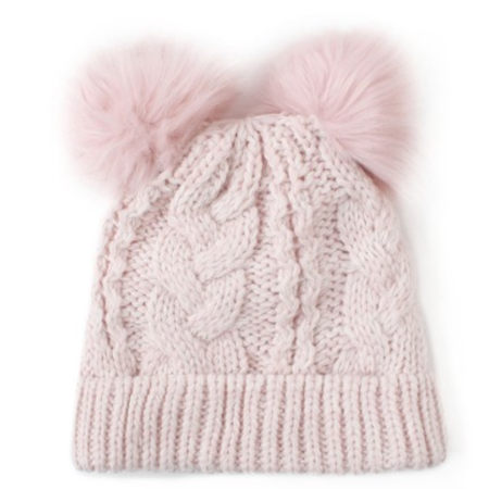 Wholesale Gril's Solid Colour Pompom Ears Pure Cashmere Beanie Hat for Fall Winter China vendor