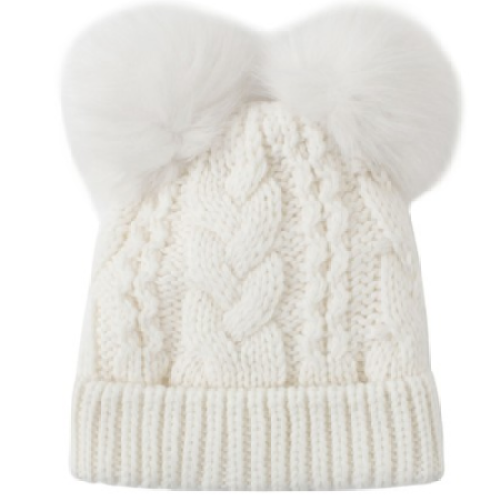 Wholesale Gril's Solid Colour Pompom Ears Pure Cashmere Beanie Hat for Fall Winter China vendor