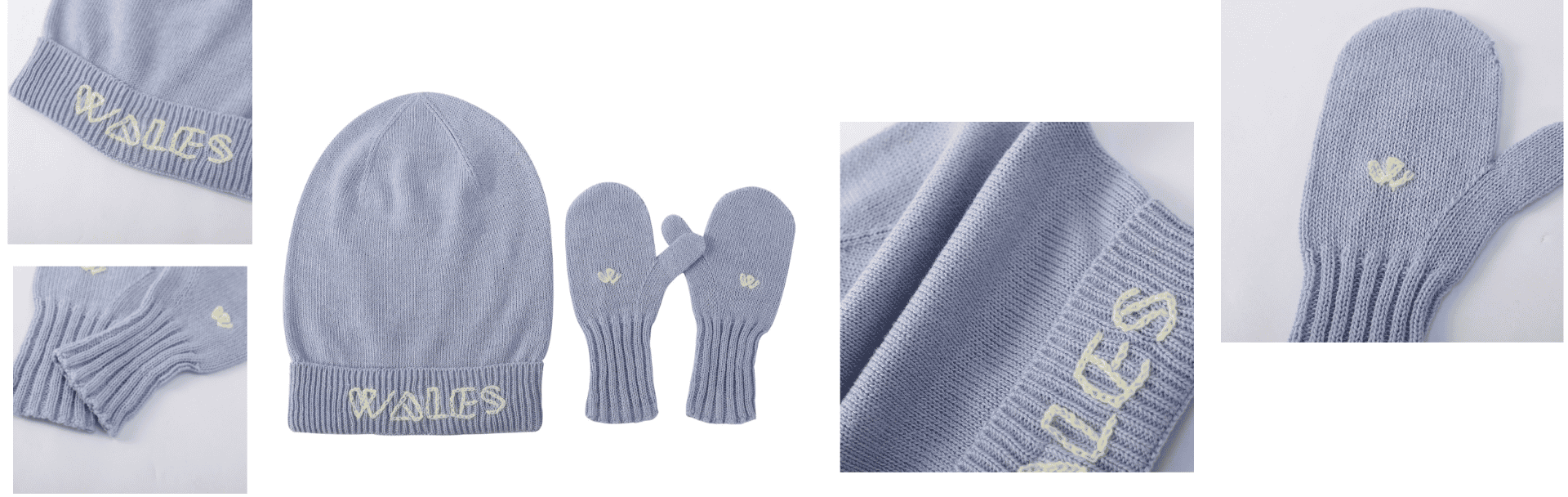 hand embriodery beanie and gloves set
