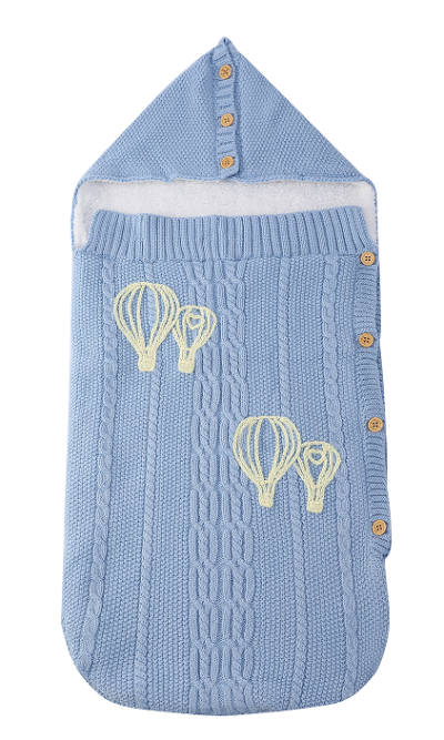 Hot Sale 100% Cotton Hand Embroider Bbay Knitted Swaddle For Newborns Embroidered Knitted Swaddle