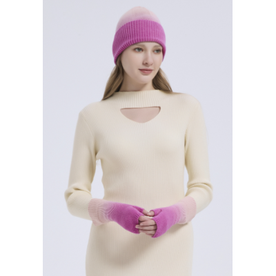 Supply Fashion Wool And Cashmere Dip-dye Accessories Dip-dye Beanie Dip-dye Gloves And Dip-dye Socks Set From China
