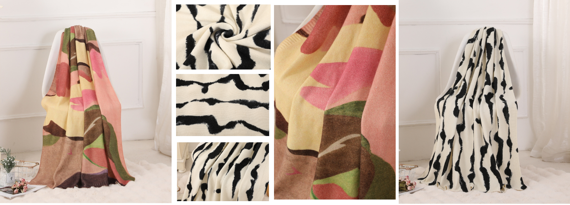 Digital Print Cashmere Knit Blanket Collection