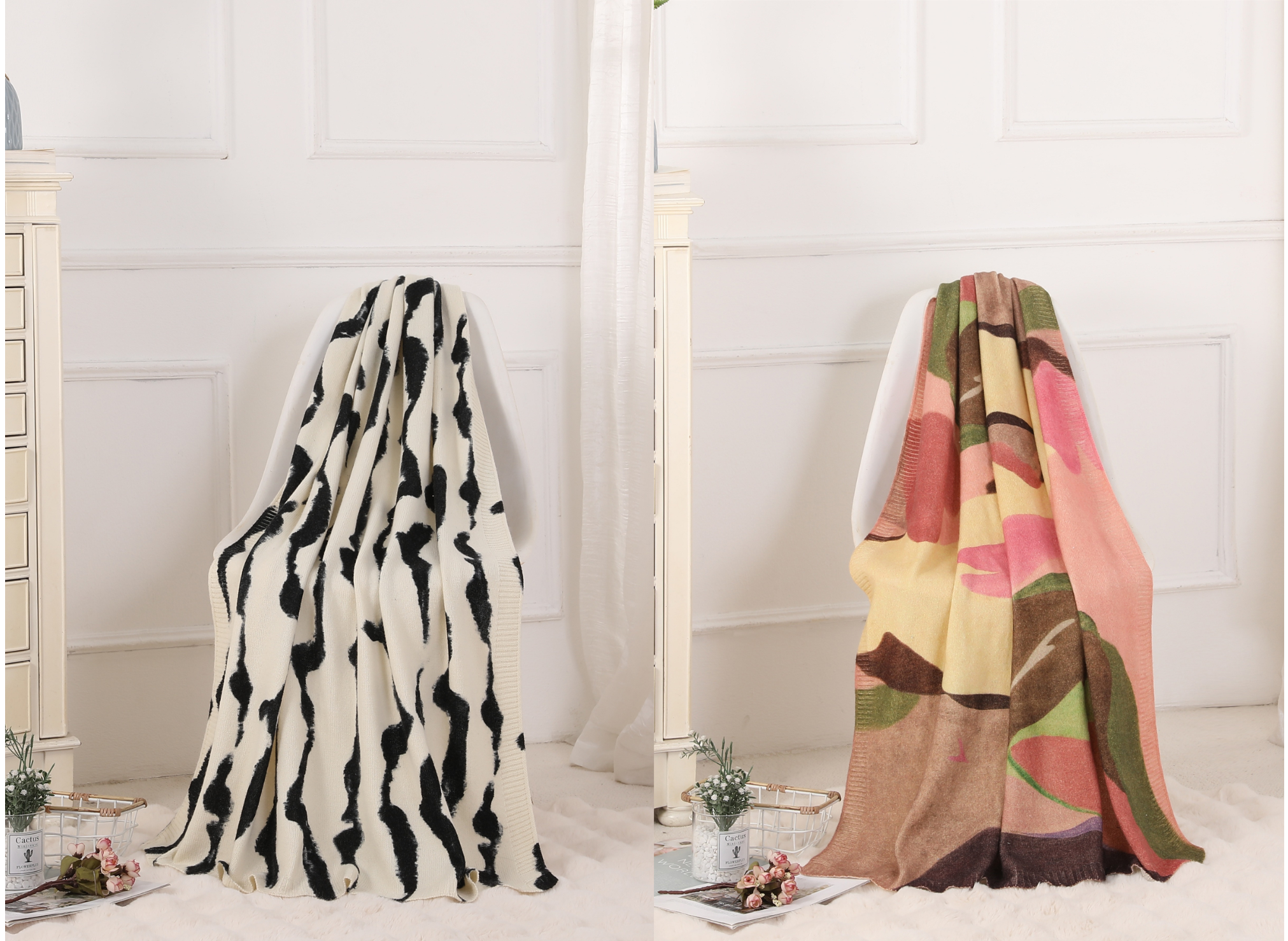 The Ultimate Luxury: The Digital Print Cashmere Knit Blanket