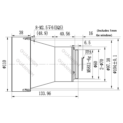 Fixed Athermalized LWIR Lens 100mm f/1.0 | DLC External Coating