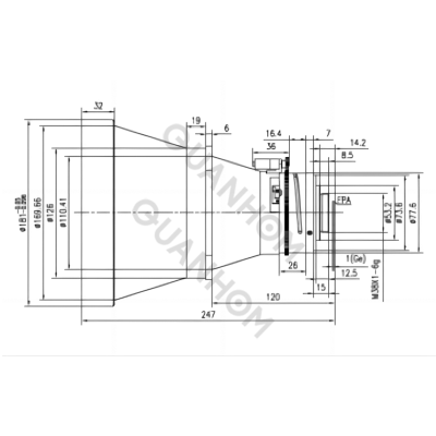 Uncooled Camera Motorized Focus LWIR Lens 200mm f/1.2
