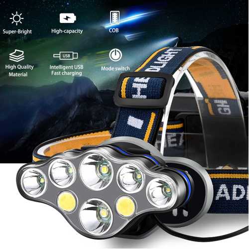 Linterna frontal LED de alta potencia, iluminación de larga distancia, para montañismo, pesca nocturna y exploración salvaje
