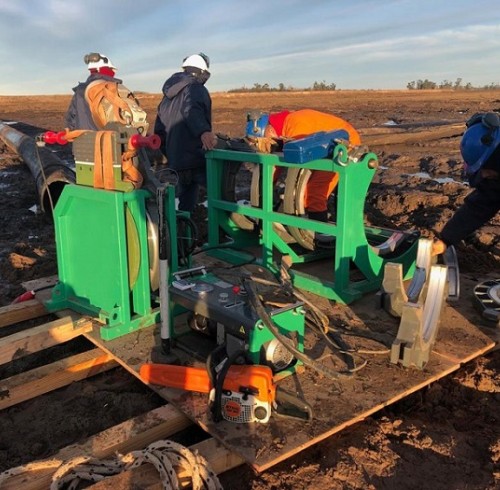 Máquina de solda por fusão de topo RIYANG V630 trabalhou na Argentina
