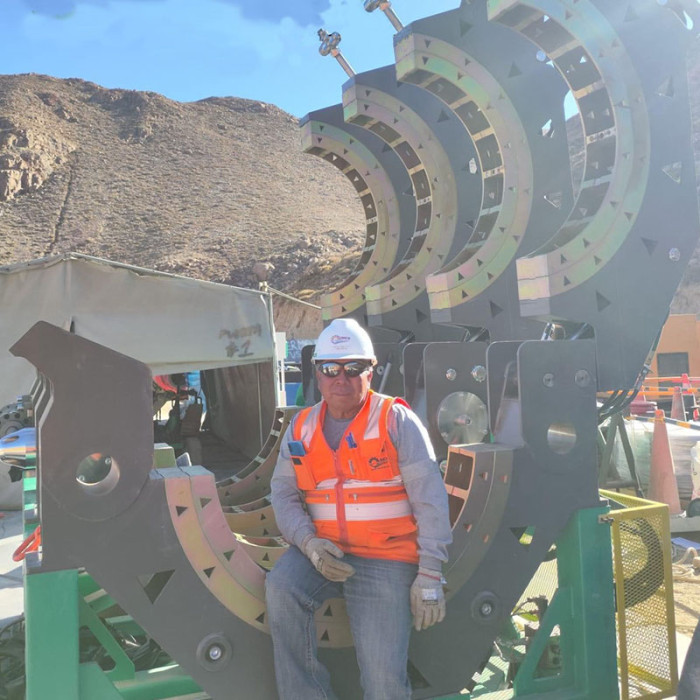 HDPE pipe fusion machine on a construction site