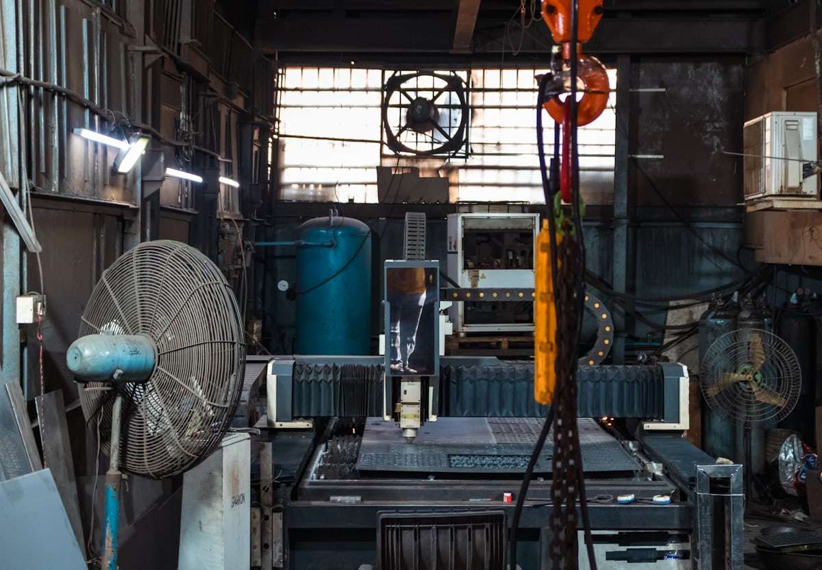 Industrial welding work in a workshop