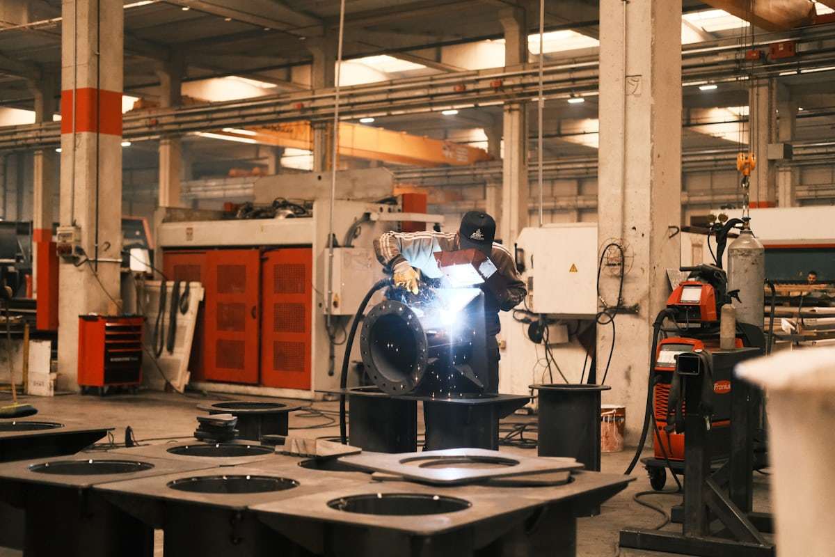 Metalworking machinery and industrial preparation area