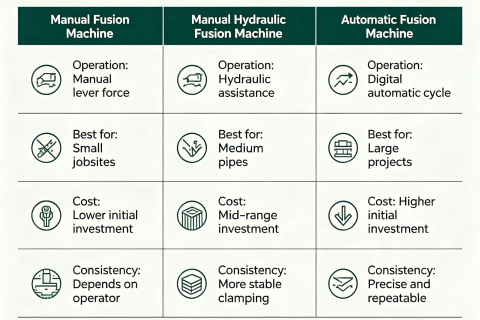 Manual vs Hydraulic vs Automatic Pipe Fusion Machines: Pros, Cons, and Best Fit