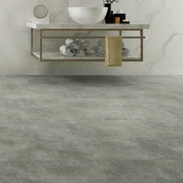 Baldosa de vinilo entrelazada con aspecto de piedra de tablones de vinilo de lujo LVT Haga clic en Pisos de vinilo Gris | 12''x24'' 5,0 mm/0,3 mm Fácil instalación HTS 8017