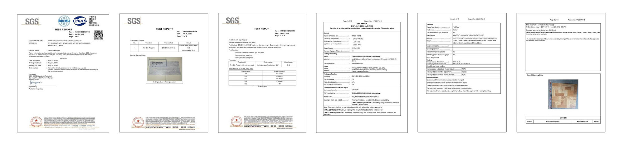 vinyl flooring test report