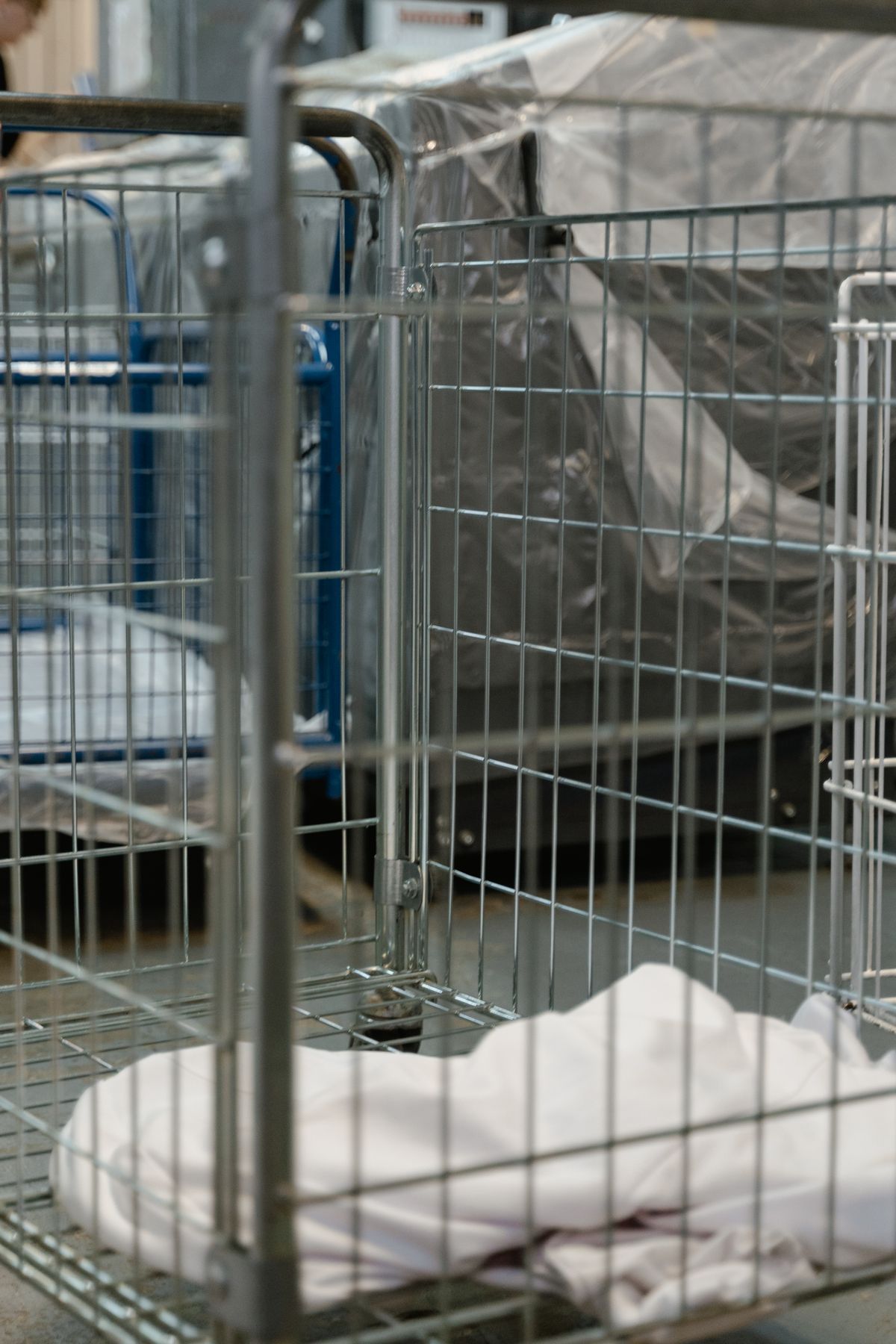 Warehouse storage area with stacked goods requiring humidity control