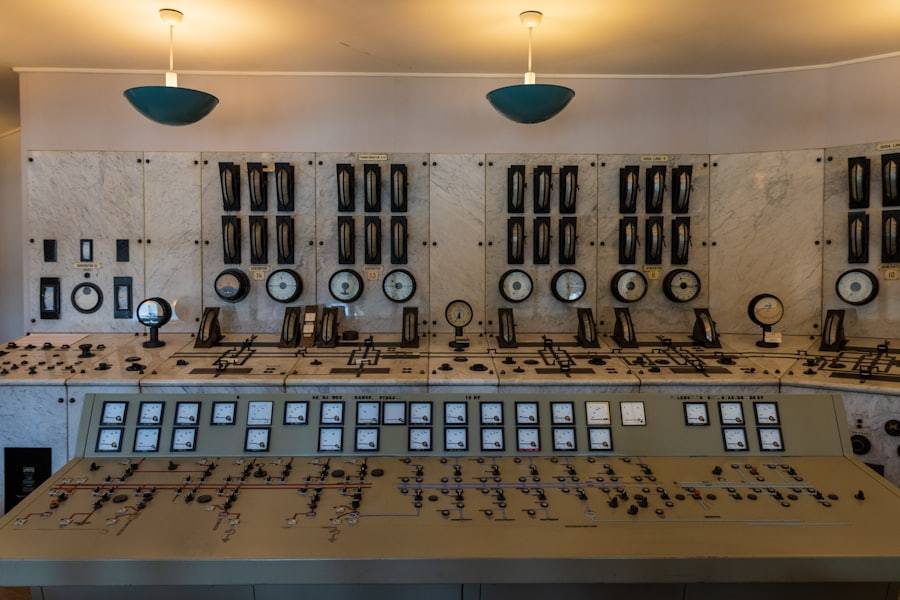 Central control room used for remote temperature and humidity monitoring of public buildings