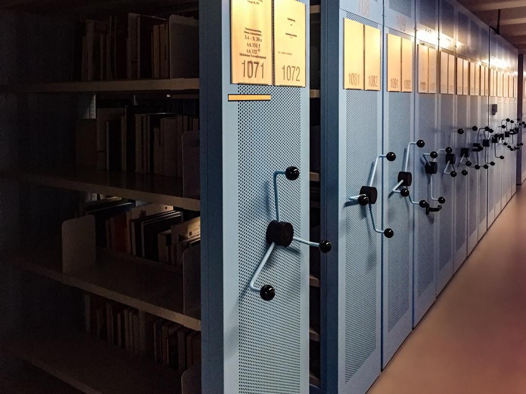 Archive shelves storing paper records and files