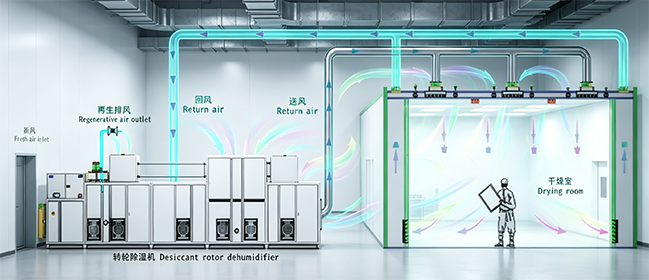 Rows of industrial batteries in a controlled environment