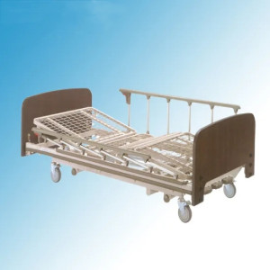 Three Cranks Mesh Type Wood Manual Patient Healthcare Bed (A-14)