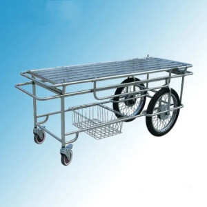 Stainless Steel Patient Transfer Trolley with Motorcycle Wheels (G-4)
