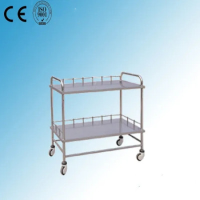 Two Shelves Stainless Steel Medical Instrument Cart (J-1)