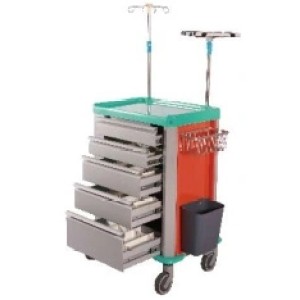 Steel Painted Hospital Medical Emergency Trolley (N-8)