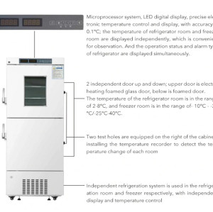 Dual Independent Digital Display -25 Degree Medical Cryogenic Upright Deep Freezer