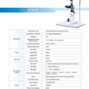 Slit Lamp Microscope Of Ophthalmic Eye Exam With 2 Magnification 0-14Mm High Precise Eyepiece