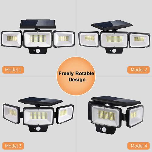 2021 newest ce waterproof 3 Head Spotlight 181 LED solar Garden light Outdoor Motion Sensor Wall Lamps LED Solar