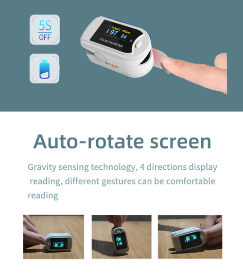 Auto-rotate Oxygen Meter Finger Pulse Oximeter