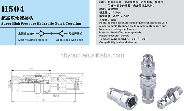 70Mpa High Pressure Hydraulic Quick Coupling