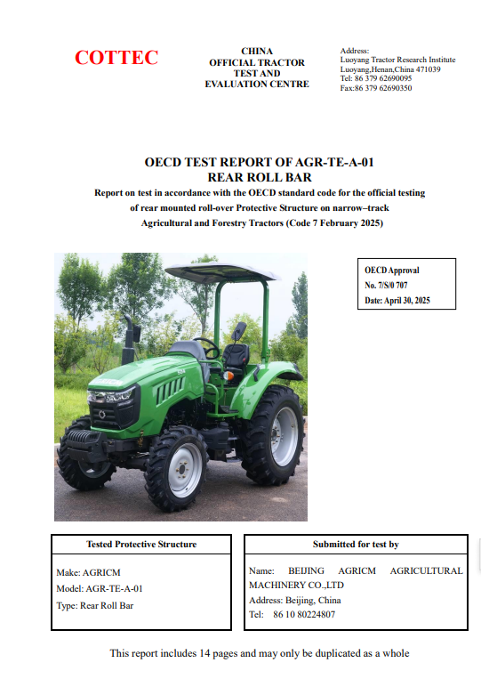 OECD Test Report - AGR-AR-A-01 Rear Roll Bar