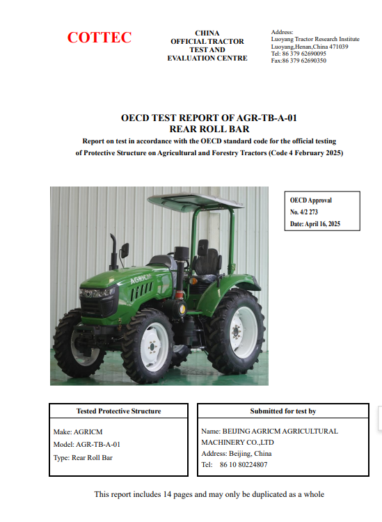 OECD Test Report - AGR-AM-A-01 Rear Roll Bar