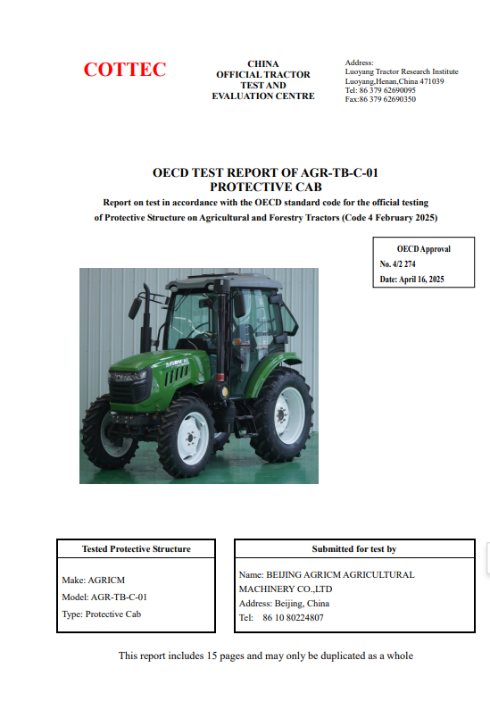 OECD Test Report - AGR-AM-C-01 Protective Cab