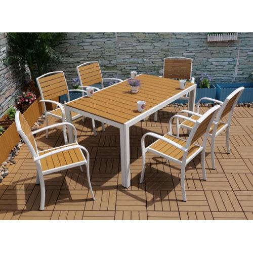 Wholesale WPC Garden Furniture Patio Dining Set with 6 Chairs and 1 Table (YF-SMC208 YF-SMT223)