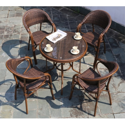 Wholesale Rattan Patio Furniture Sets with 4 Chairs and 1 Table (YF-BT411 YF-BT418)