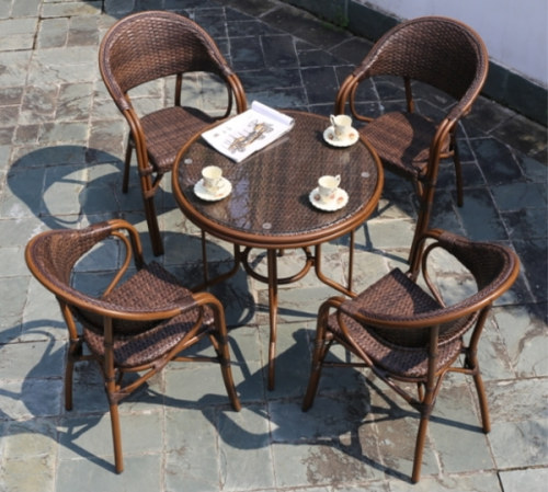 Wholesale Rattan Patio Furniture Sets with 4 Chairs and 1 Table (YF-BT411 YF-BT418)