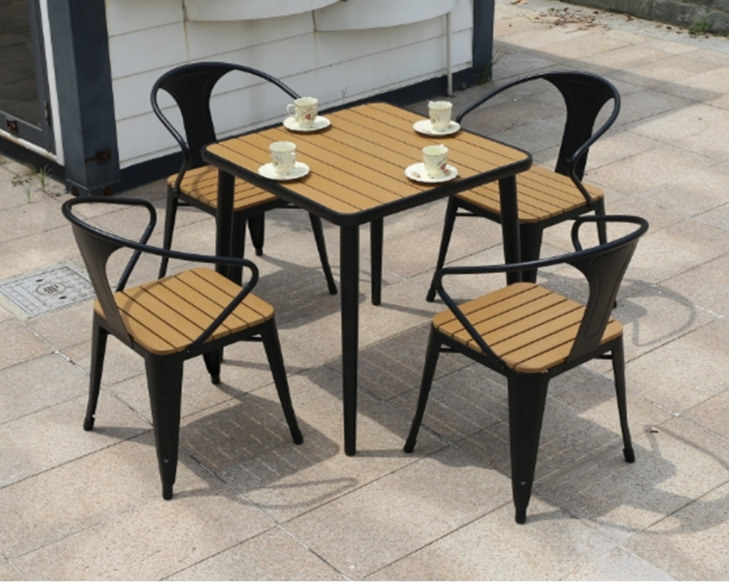 Wholesale Morden Outdoor Square WPC Garden Sets with 1 table and 4 Chairs (YF-SMC210 YF-SMT219)