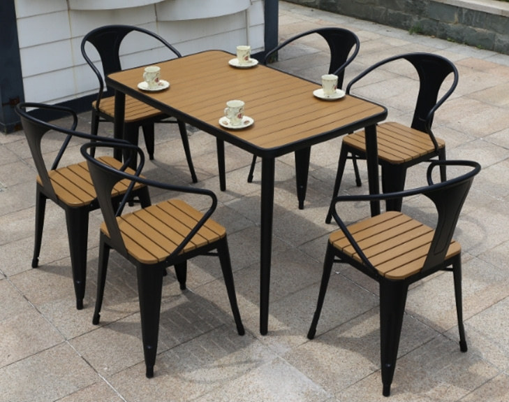 Wholesale Morden Outdoor Rectangle WPC Garden Sets with 1 table and 4 Chairs (YF-SMC210 YF-SMT218)