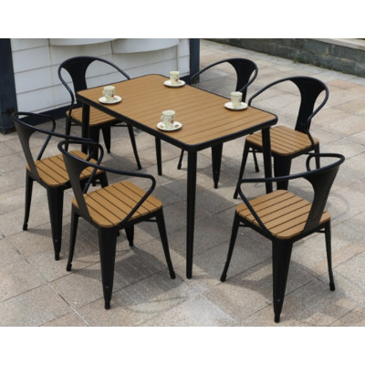 Wholesale Morden Outdoor Rectangle WPC Garden Set with 1 table and 6 Chairs (YF-SMC210 YF-SMT218)