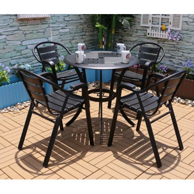 Wholesale Morden Outdoor Round WPC Garden Sets with 1 table and 4 Chairs (YF-SMC215 YF-SMT217)