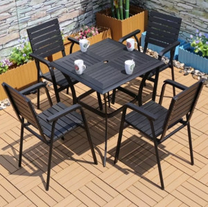 Wholesale Morden Outdoor Square WPC Garden Dining Sets with 1 table and 4 chairs (YF-SMC214 YF-SMT216)
