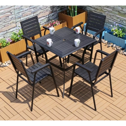 Wholesale Morden Outdoor Square WPC Garden Dining Sets with 1 table and 4 chairs (YF-SMC214 YF-SMT216)