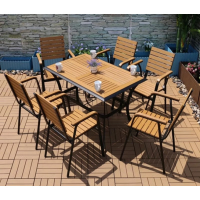Wholesale Morden Outdoor Rectangle WPC Garden Sets with 1 table and 4 Chairs (YF-SMC213 YF-SMT215)