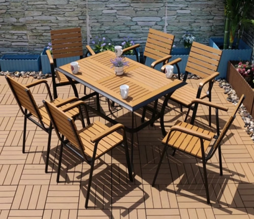 Wholesale Morden Outdoor Rectangle WPC Garden Sets with 1 table and 4 Chairs (YF-SMC213 YF-SMT215)