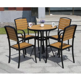 Wholesale Morden Outdoor Round WPC Garden Sets with 1 table and 4 Chairs (YF-SMC212 YF-SMT214)