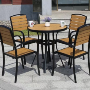 Wholesale Morden Outdoor Round WPC Garden Sets with 1 table and 4 Chairs (YF-SMC212 YF-SMT214)