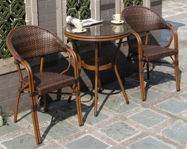 Wholesale Rattan Patio Dining Table With Glass Top (YF-BT410)