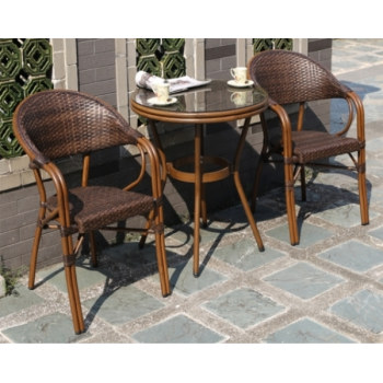 Wholesale Rattan Patio Dining Table With Glass Top (YF-BT410)